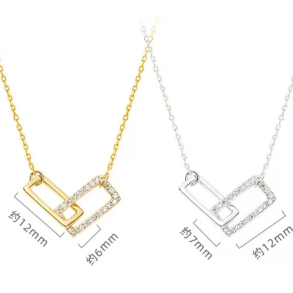 New 925 sterling silver shiny rectangle necklace! - Picture 3 of 5